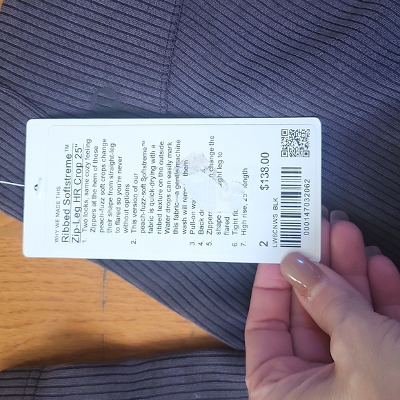 Lululemon Ribbed Softstreme Zip-Leg High-Rise Cropped Pant 25" Black Sz 2 NWT - Picture 7 of 11